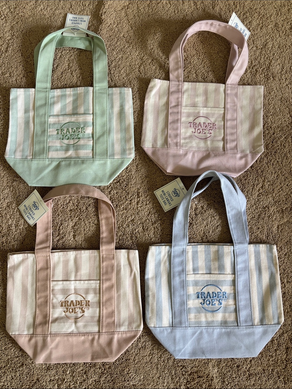 Striped Pastel Trader Joe Mini Tote